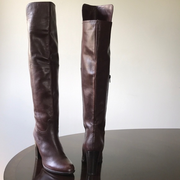 Saks Fifth Avenue Brown Knee hi High Heel Boots - Picture 4 of 8